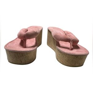 Veronica Beard Gabby Tan Cork Wedge Sandals - Dusty Pink
Size: 8